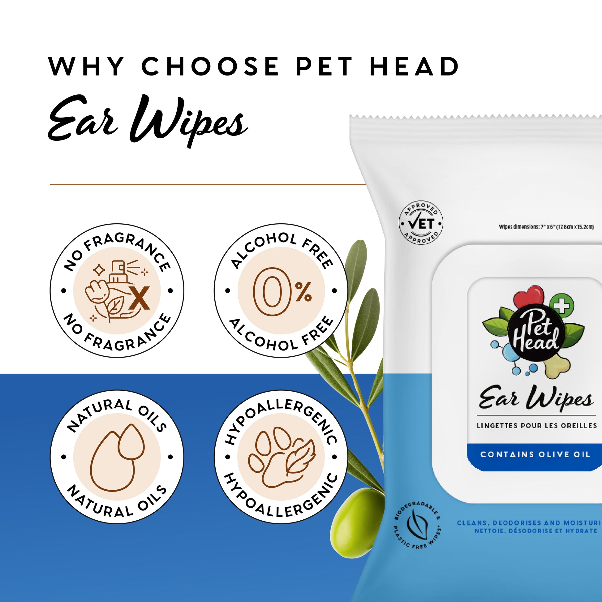 Pet Head Health Oordoekjes 30ct