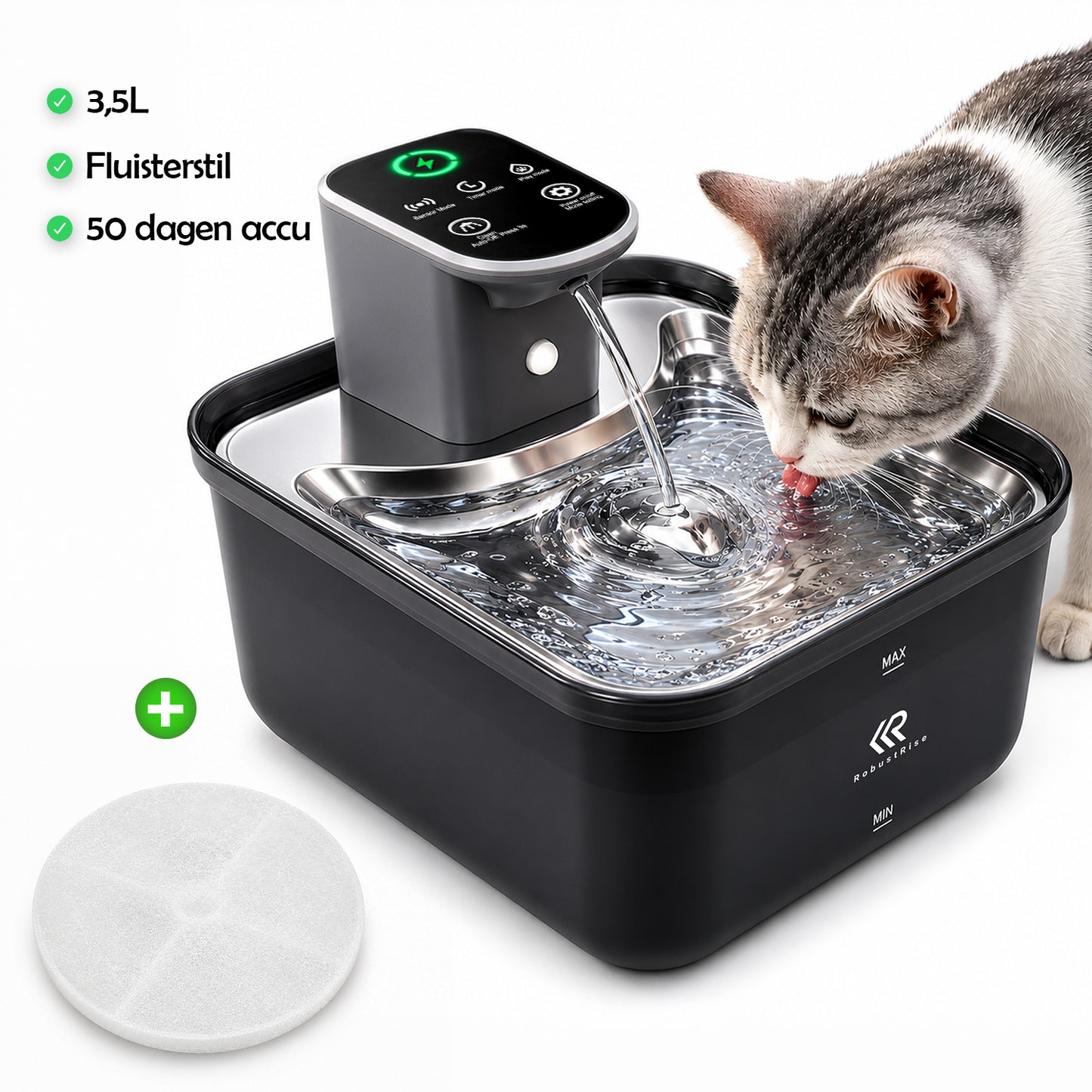 Pure Reign Kattenfontein 3,5L – Draadloos & Fluisterstil | Robustrise