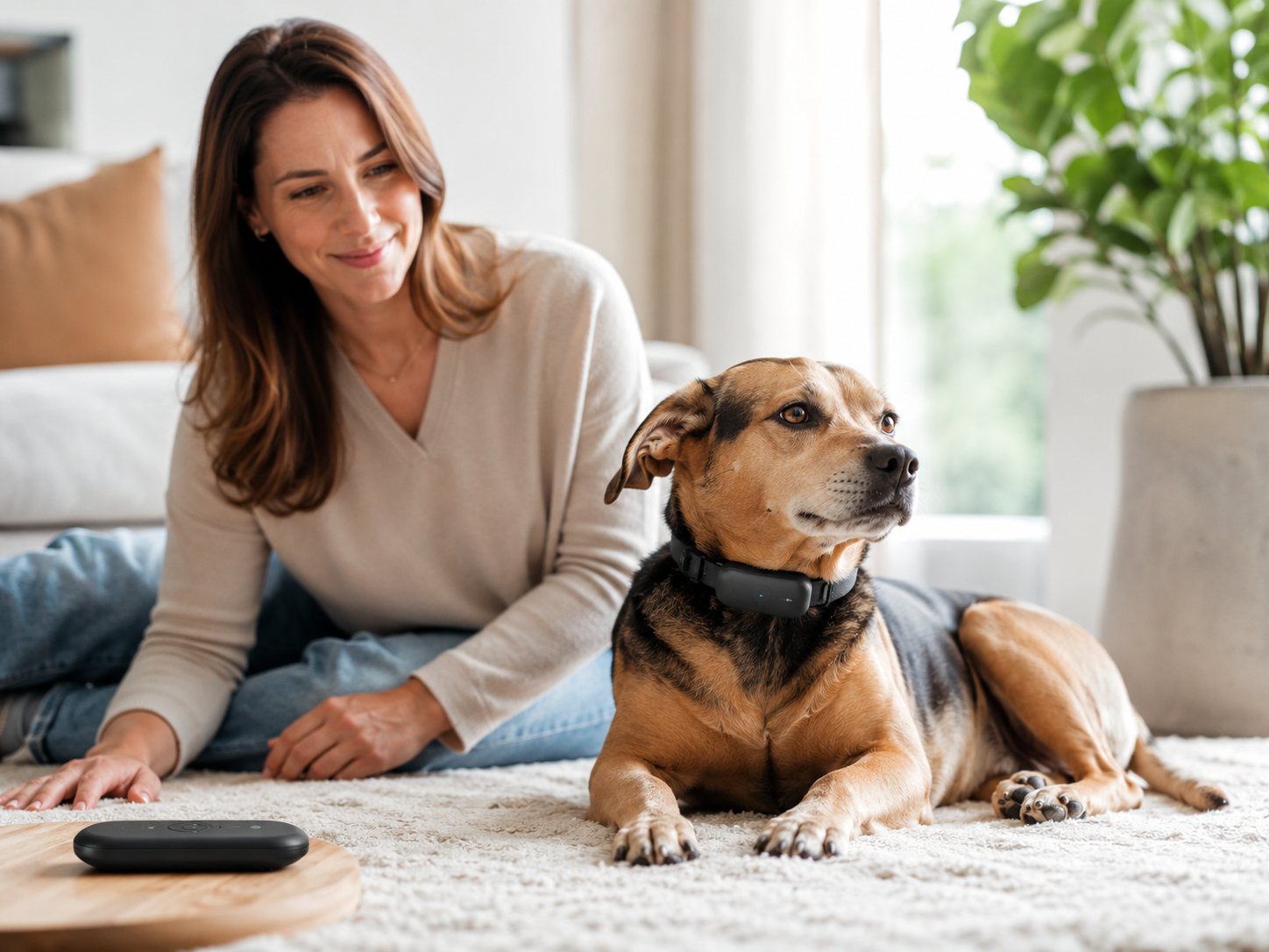Puppy leert rustig gedrag met beloningsgerichte training in huis