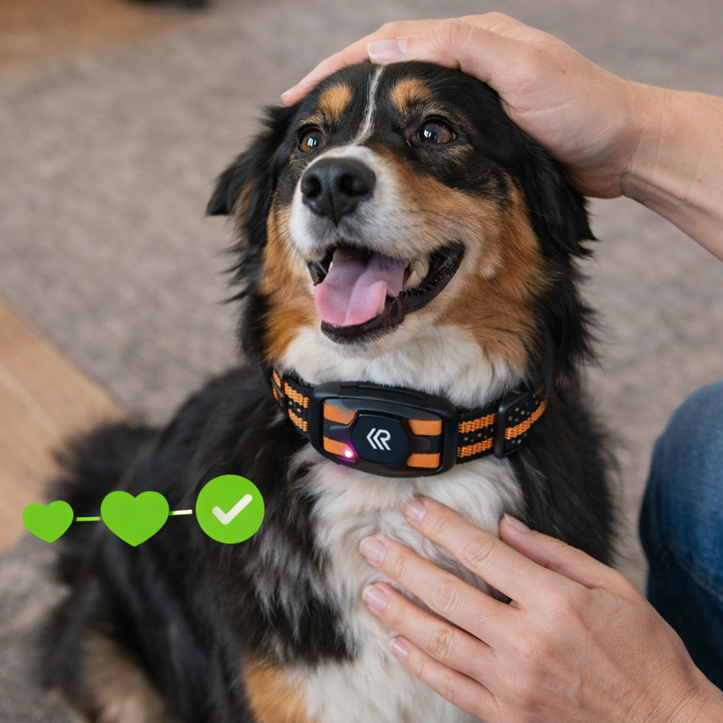 Hond met anti-blafband - diervriendelijke training