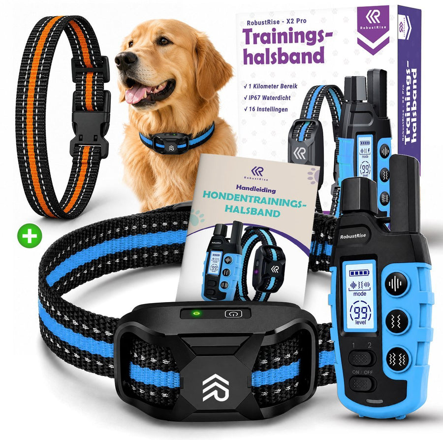 Anti Blafband Hond Zonder Schok - X2 Pro Blauw | Robustrise - Robustrise.nl
