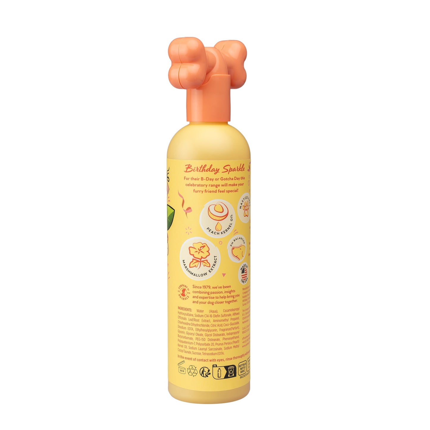 Ingredientenzijde van de Birthday Sparkle hondenshampoo