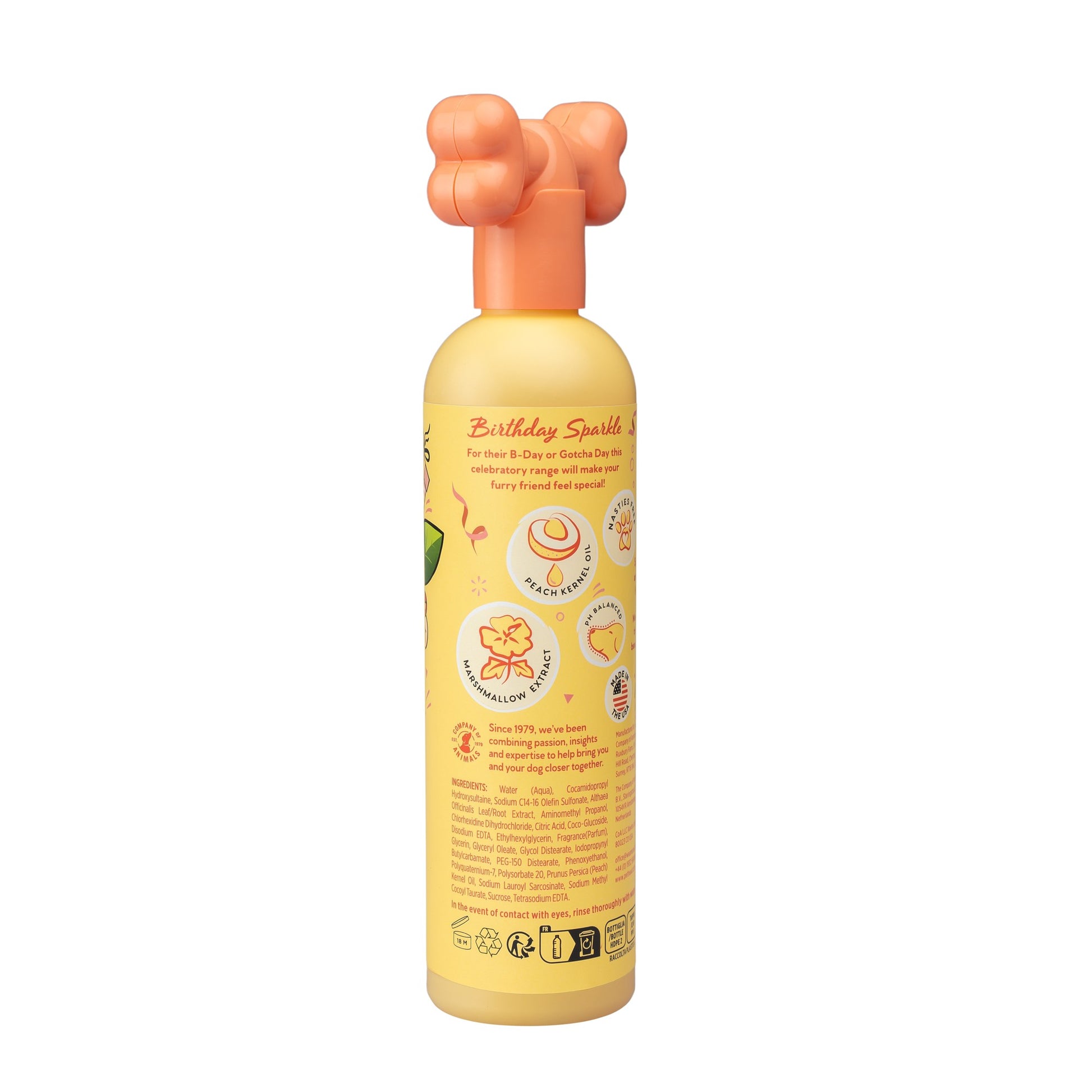 Ingredientenzijde van de Birthday Sparkle hondenshampoo