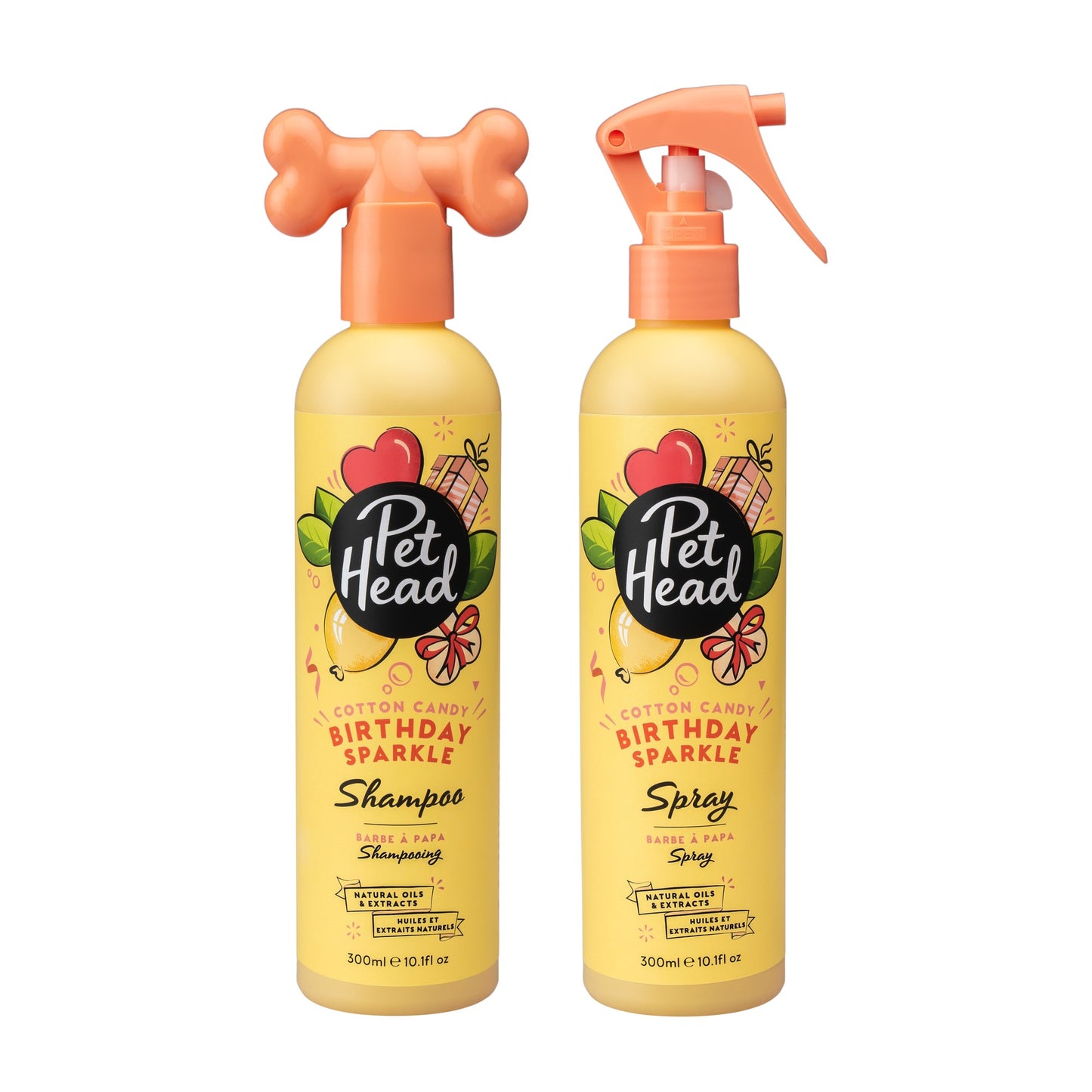 Pet Head Birthday Sparkle shampoo en vachtspray naast elkaar