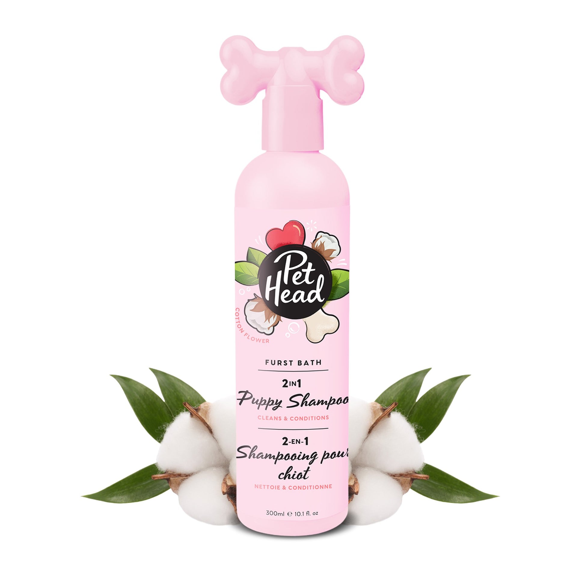 Pet Head Furst Bath Puppy 2-in-1 hondenshampoo 300 ml, roze fles met bothandvat