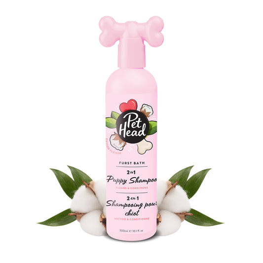 Pet Head Furst Bath Puppy 2-in-1 hondenshampoo 300 ml, roze fles met bothandvat