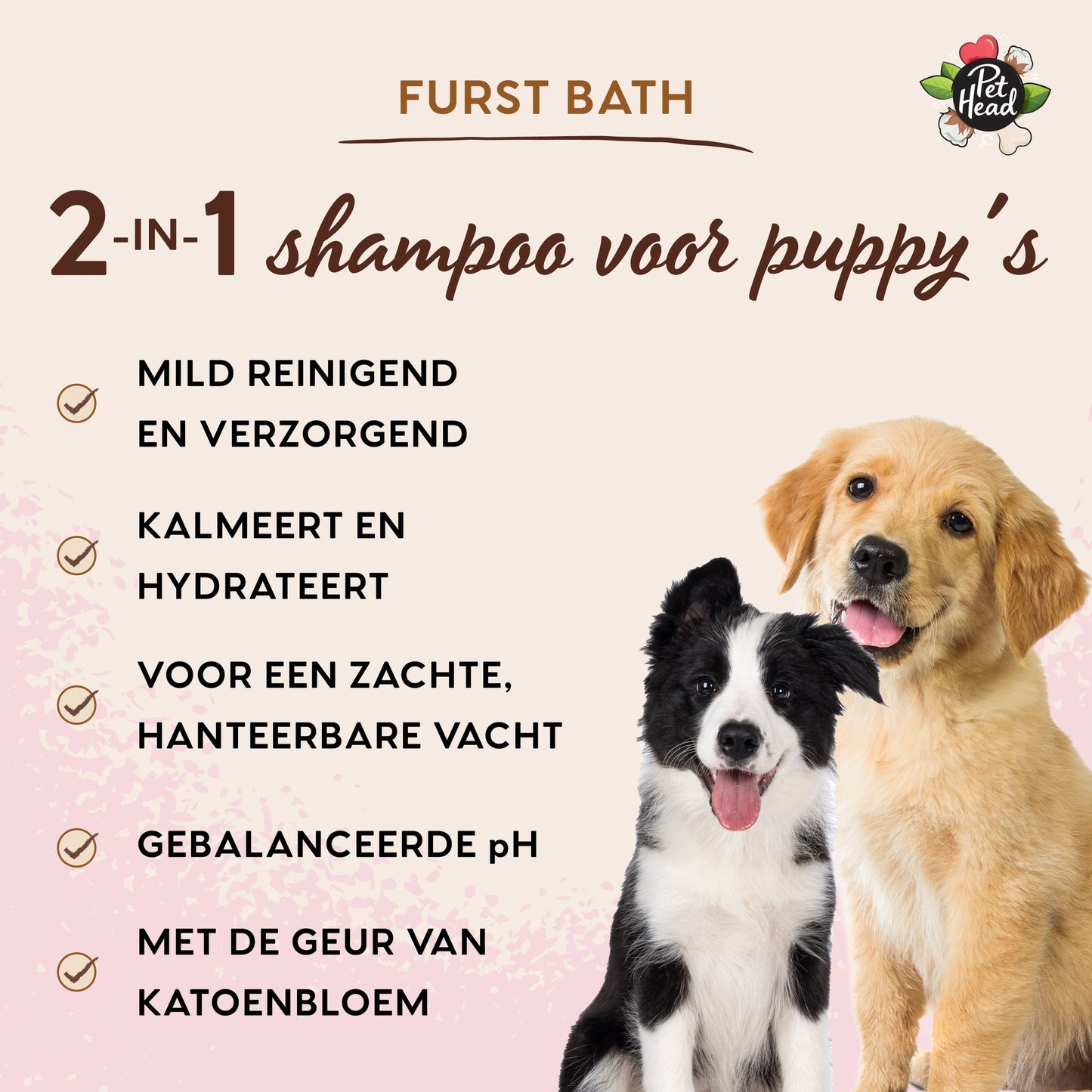 Voordelen van de Furst Bath puppyshampoo: mild reinigend, kalmeert, gebalanceerde pH