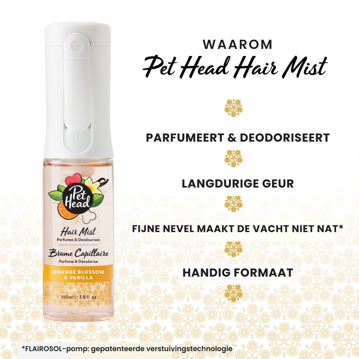 Pet Head Hair Mist Orange Blossom & Vanilla Geurmist 100ml - Robustrise.nl