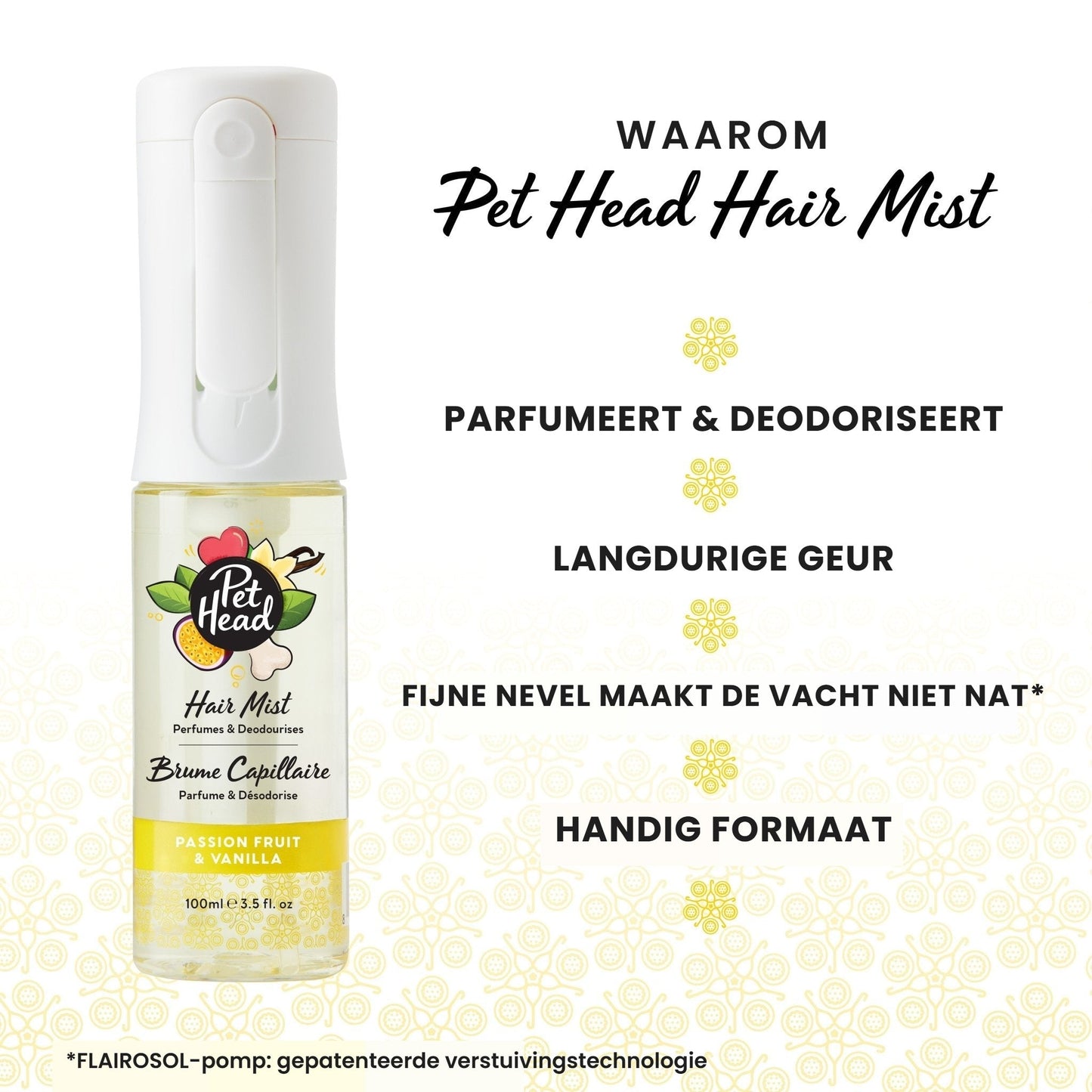 Pet Head Hair Mist Passion Fruit & Vanilla Geurmist 100ml - Robustrise.nl