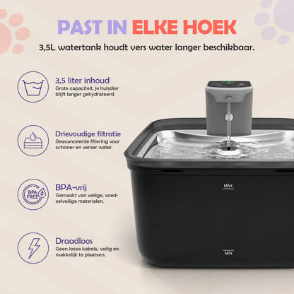 Pure Reign Kattenfontein 3,5L – Draadloos & Fluisterstil | Robustrise - Robustrise.nl