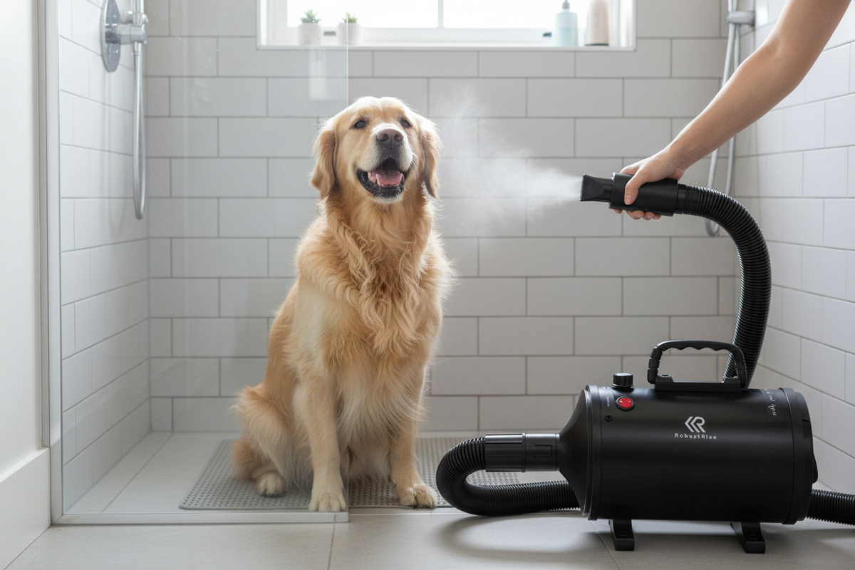 Waterblazer van Robustrise in gebruik bij een hond