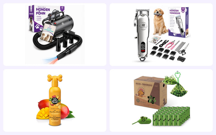 Complete Hondenverzorging Pakket: waterblazer, hondentondeuse, Ultimutt Clean shampoo en hondenpoepzakjes
