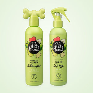 Frisse Vacht Duo: Pet Head Mucky Puppy hondenshampoo en vachtspray met peergeur