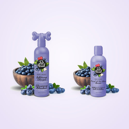 Witte Vacht Set: Pet Head Berry Bright whitening hondenshampoo en vlekkenverwijderaar