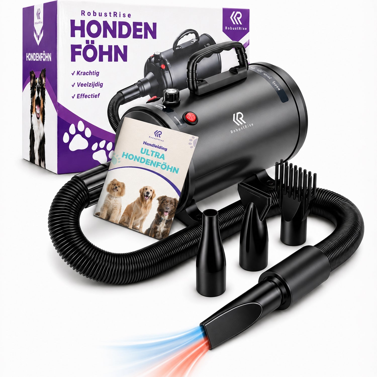 Waterblazer Hond 3800W zwart met doos, handleiding, slang en 4 opzetstukken | Robustrise